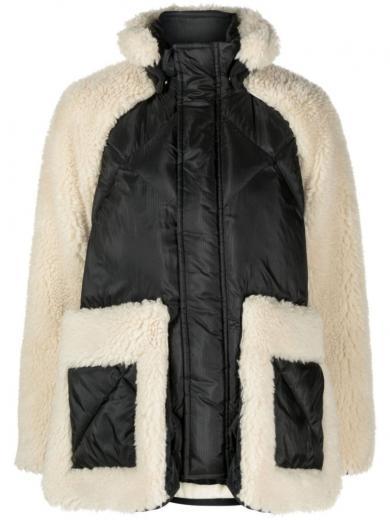 beige black faux shearling jacket