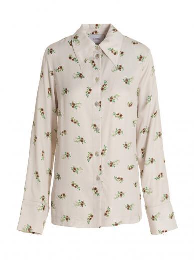 beige blossom print shirt