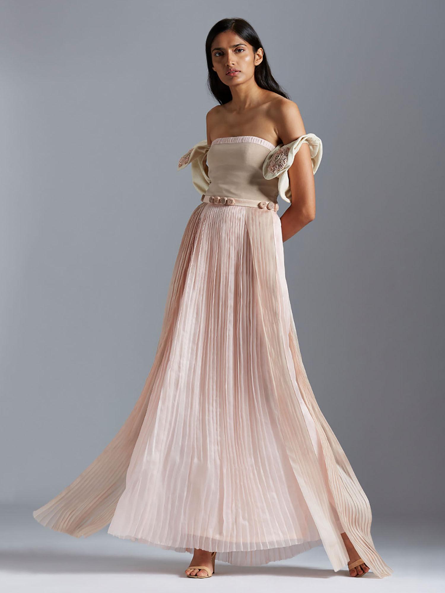beige blush tube dress (set of 2)