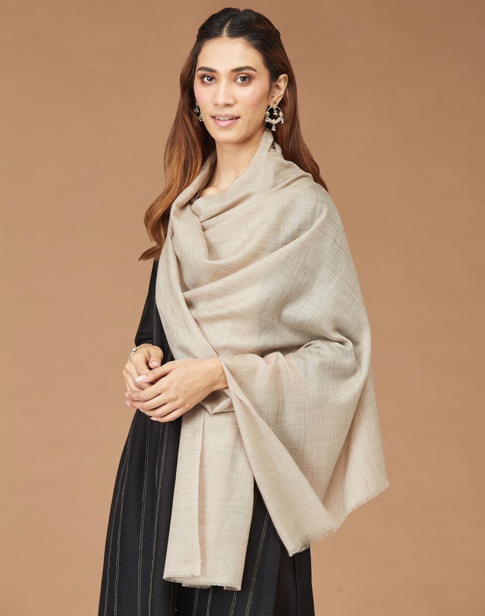 beige cashmere woven stole