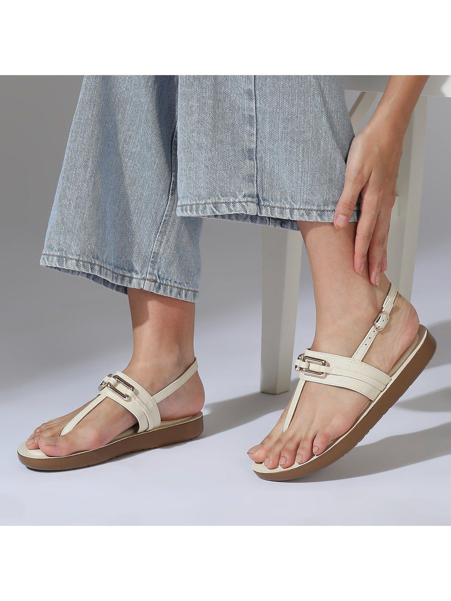 beige casual round toe sandals