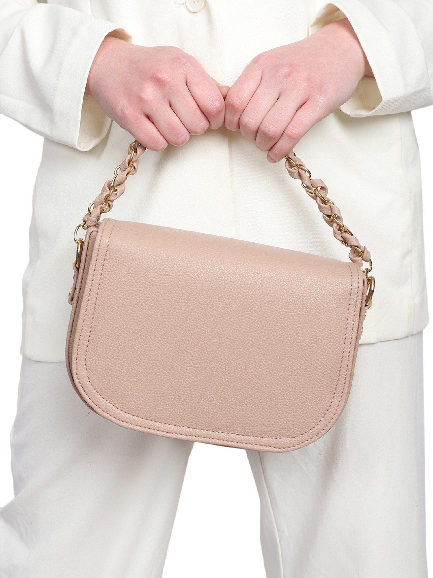 beige casual synthetic leather solid handheld bag