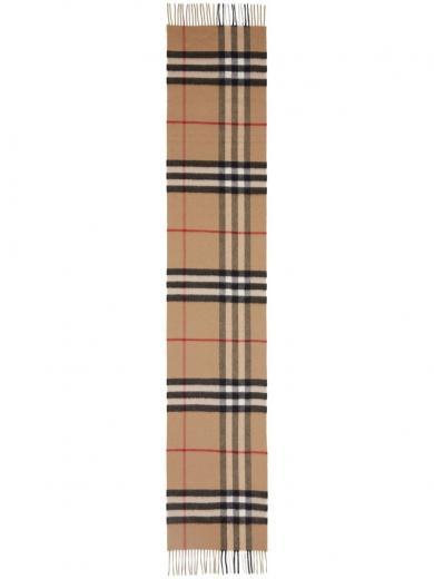 beige check motif cashmere scarf