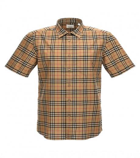 beige check shirt