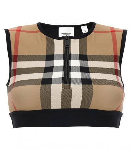 beige check sporty top
