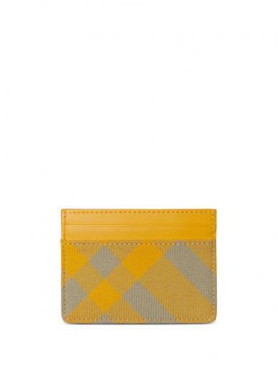 beige checked card case