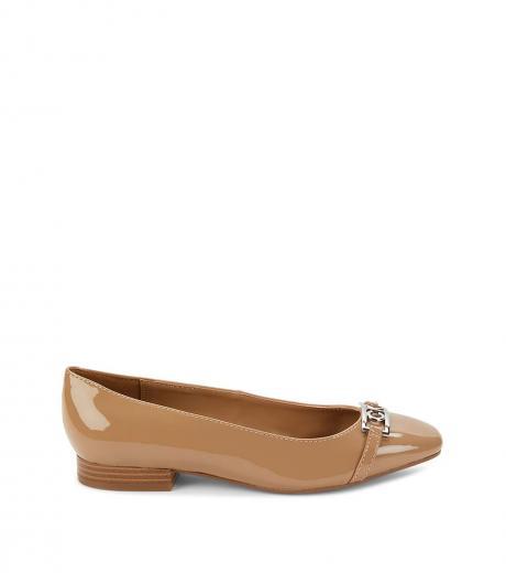 beige chersh logo ballet flats