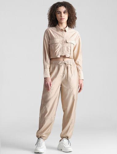 beige co-ord set cargo shirt