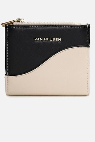 beige color block casual leather women wallets