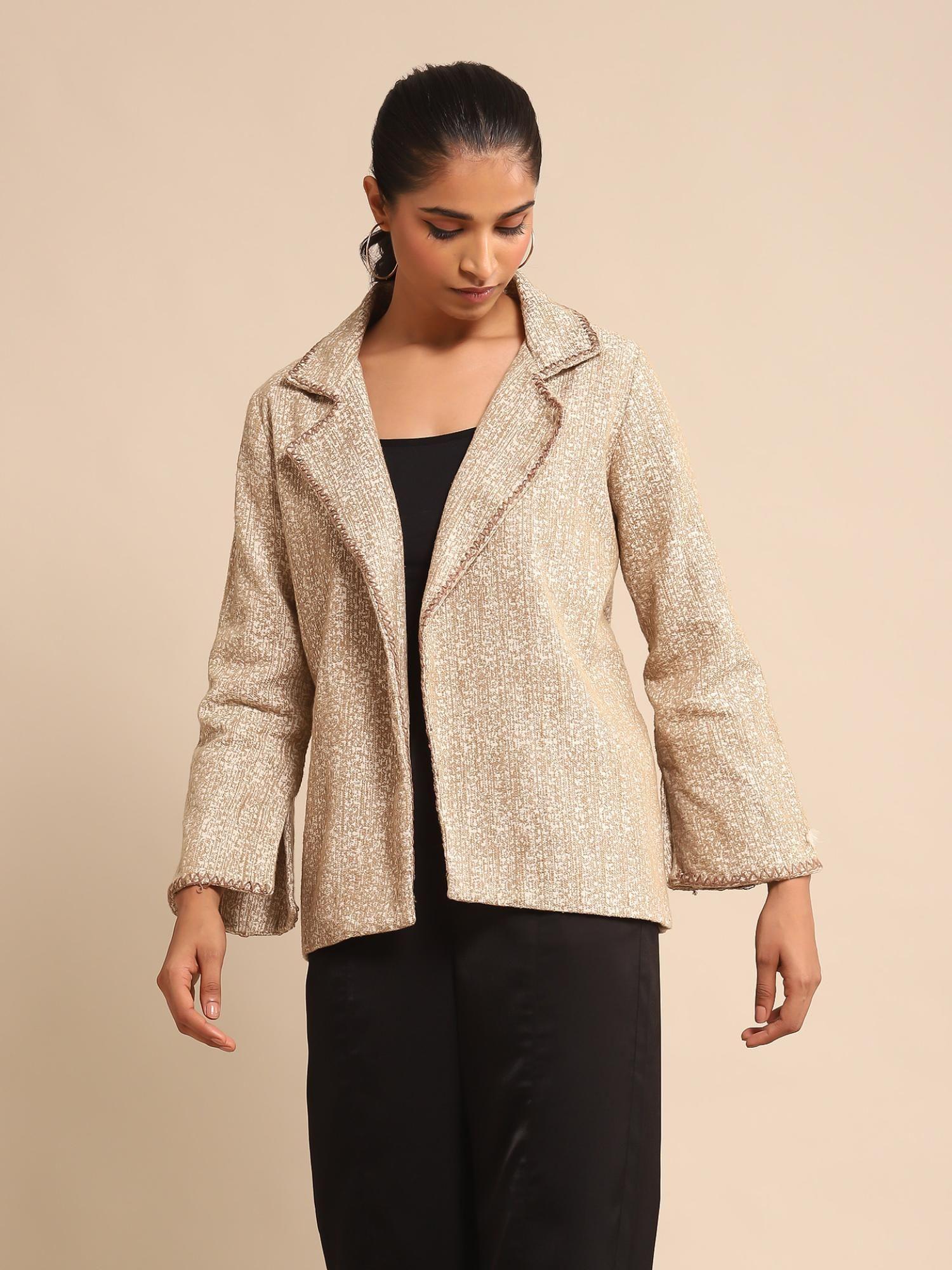 beige cotton jacquard jacket