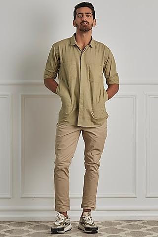 beige cotton linen shirt