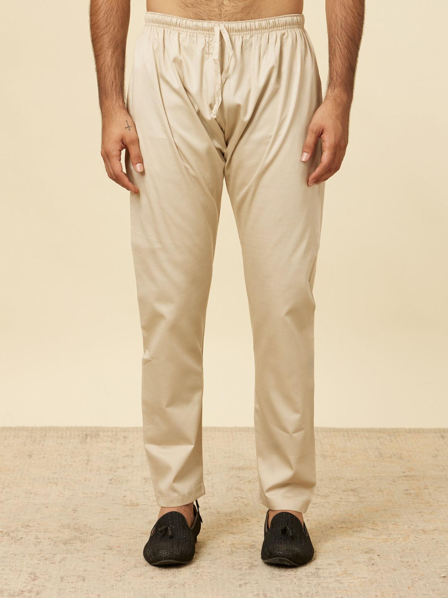 beige cotton plain pyjama