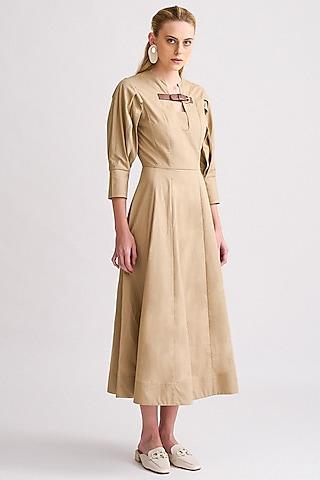 beige cotton poplin dress