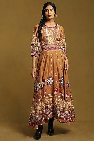 beige cotton printed dress