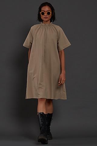 beige cotton shift dress