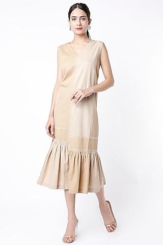 beige cotton twill dress