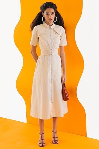 beige cotton twill dress