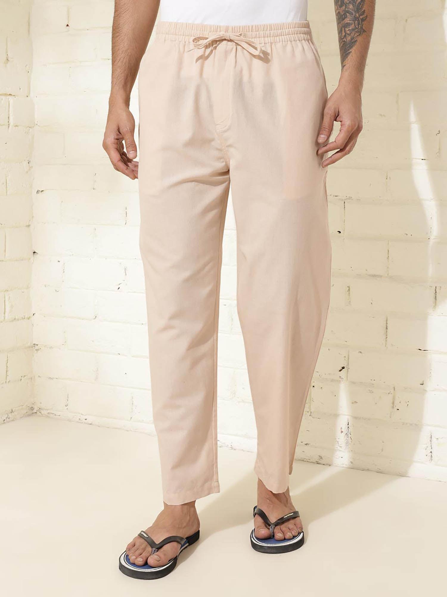 beige cotton woven pyjama