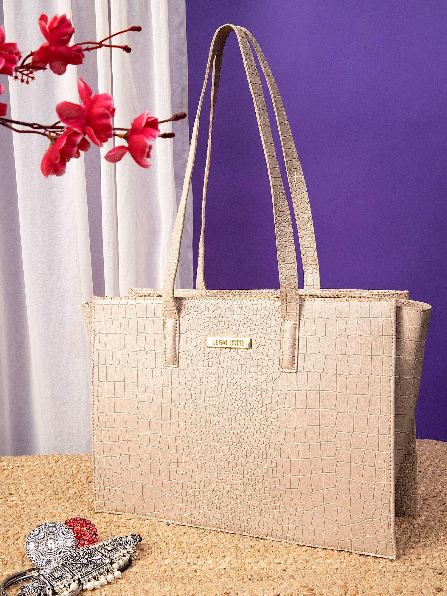 beige crock big tote bag