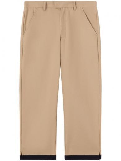 beige cuff detail trousers