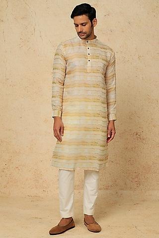 beige digital printed kurta set