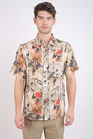 beige digital printed shirt