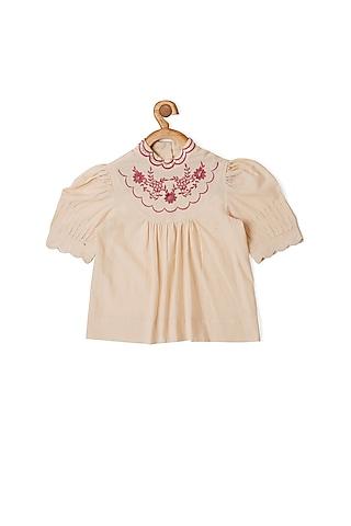 beige embroidered boho top for girls