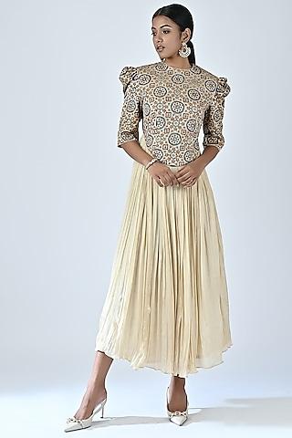 beige embroidered dress