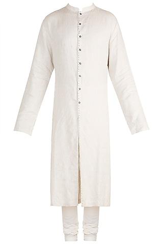 beige embroidered kurta set