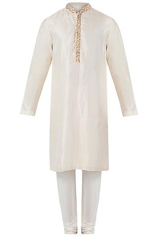 beige embroidered kurta with pants