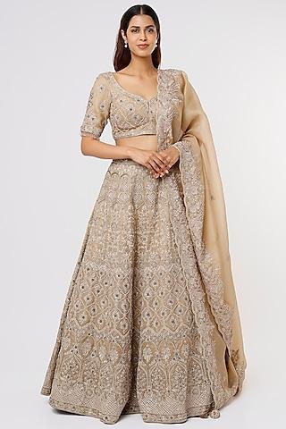 beige embroidered lehenga set