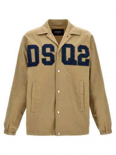beige embroidered logo jacket