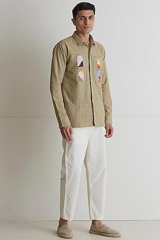 beige embroidered shirt