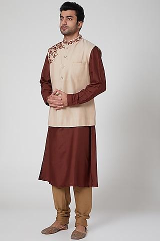 beige embroidered waistcoat