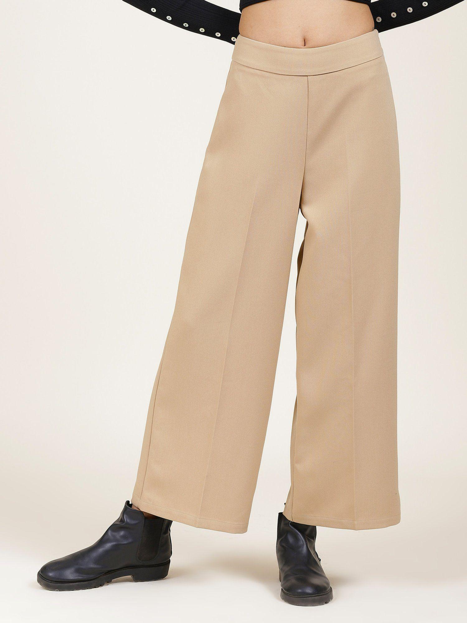 beige flared pants