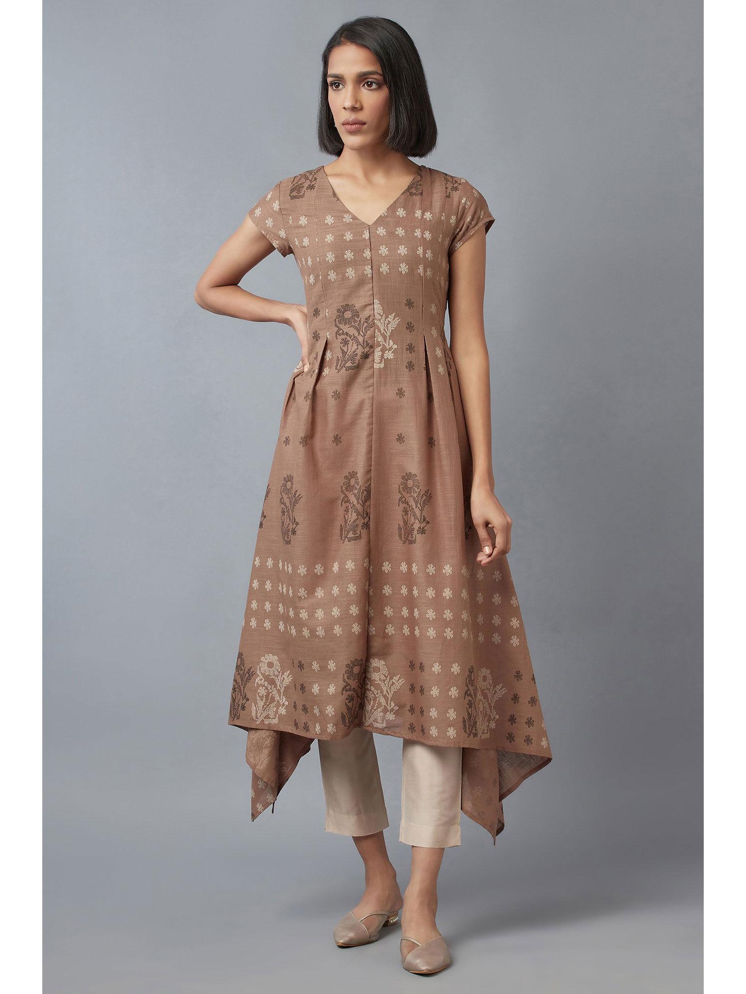 beige floral kurta