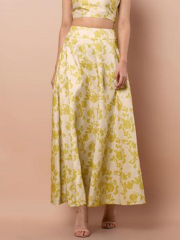 beige floral maxi skirt