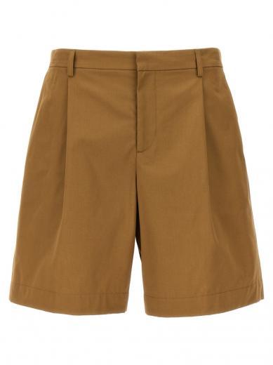 beige front pleats shorts