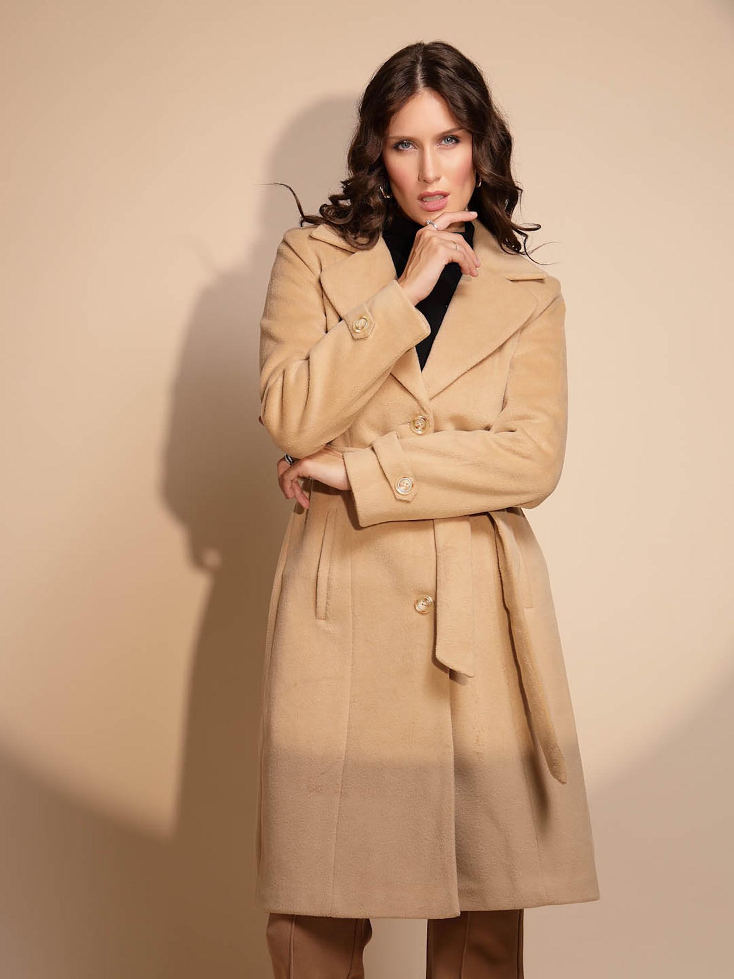 beige full sleeve notched lapel coat (set of 2)