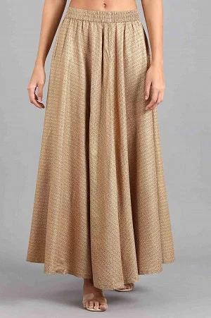 beige glitter print skirt