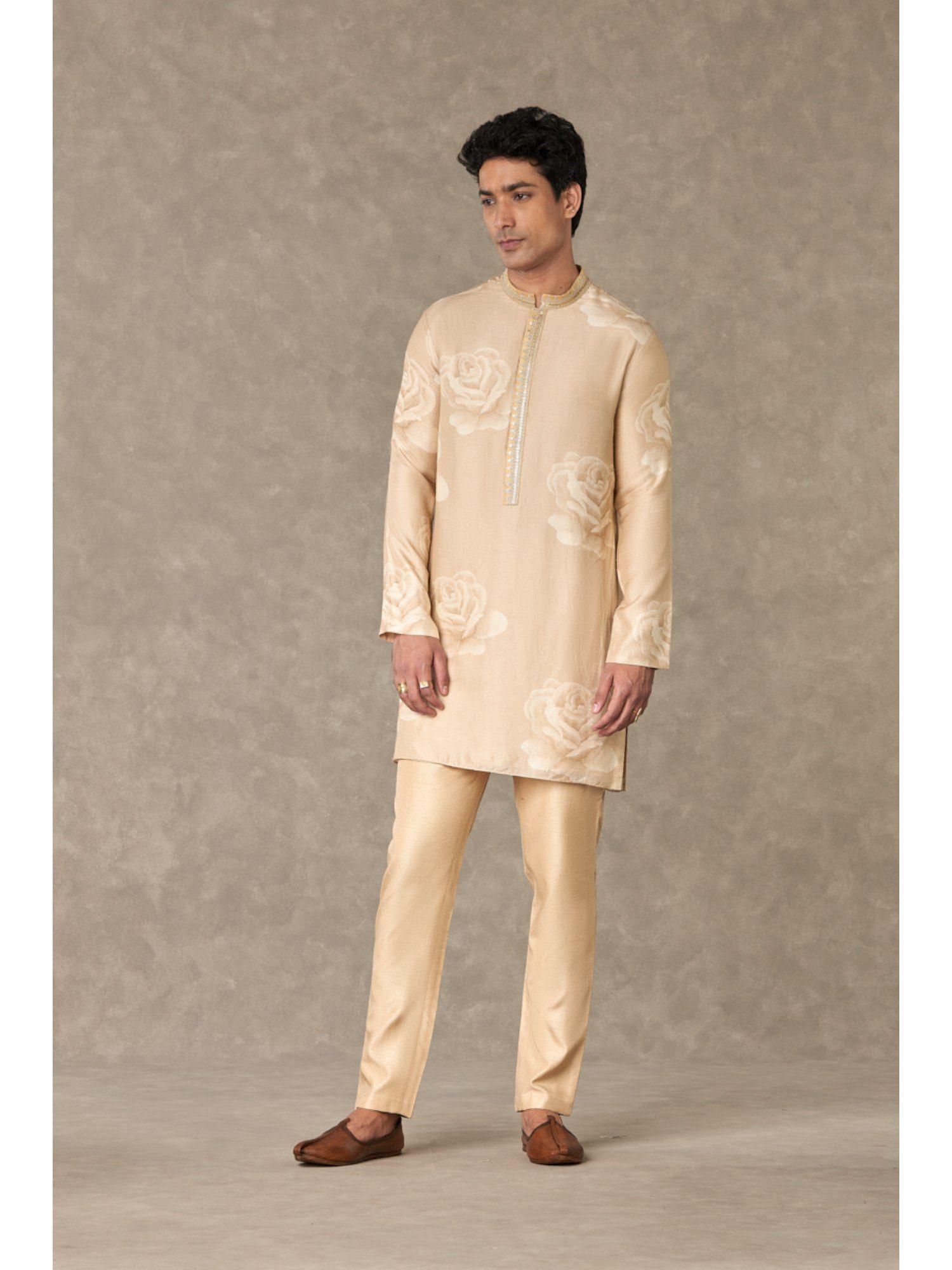 beige gulaab floral kurta