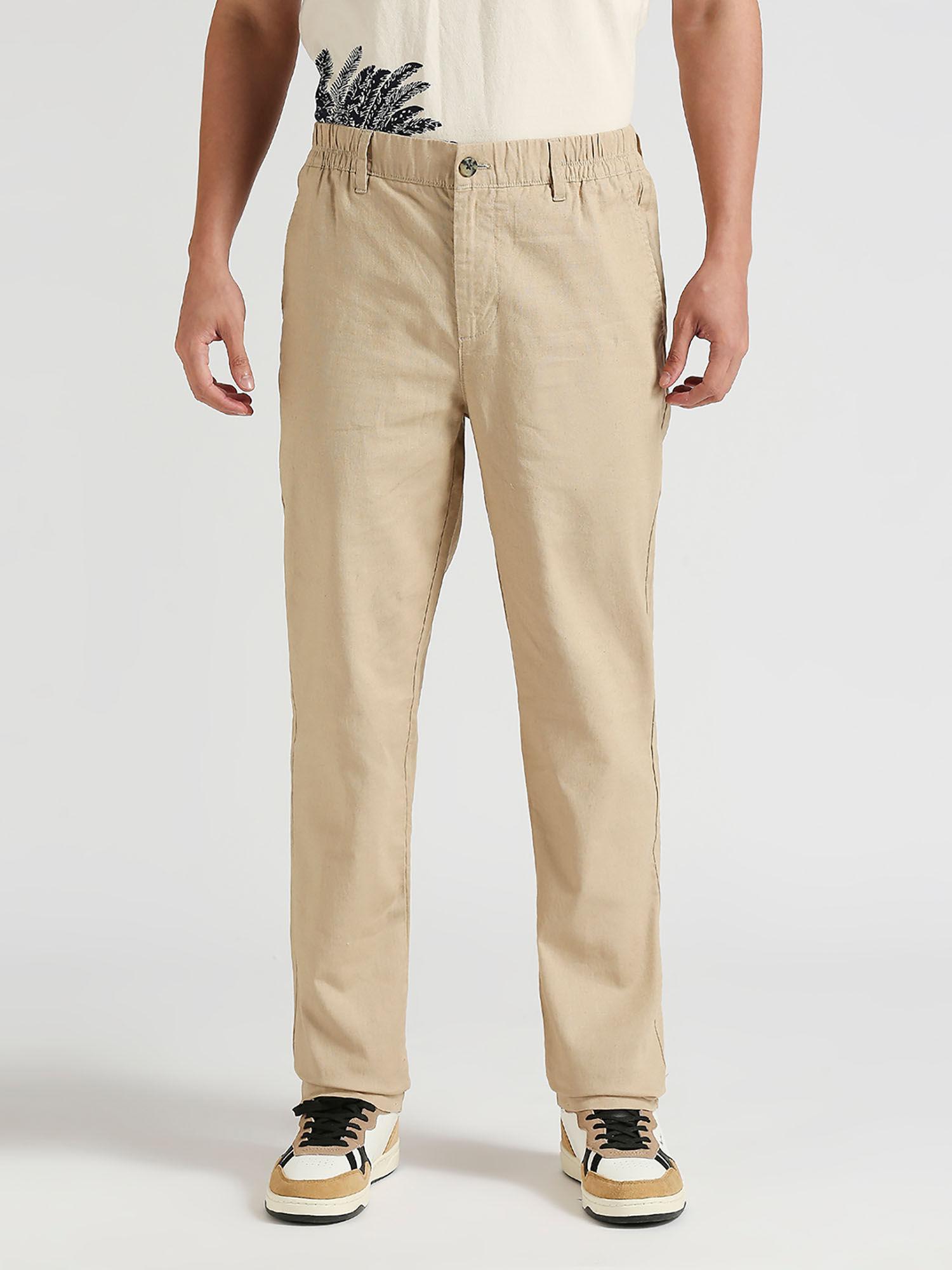 beige hans cotton linen trouser