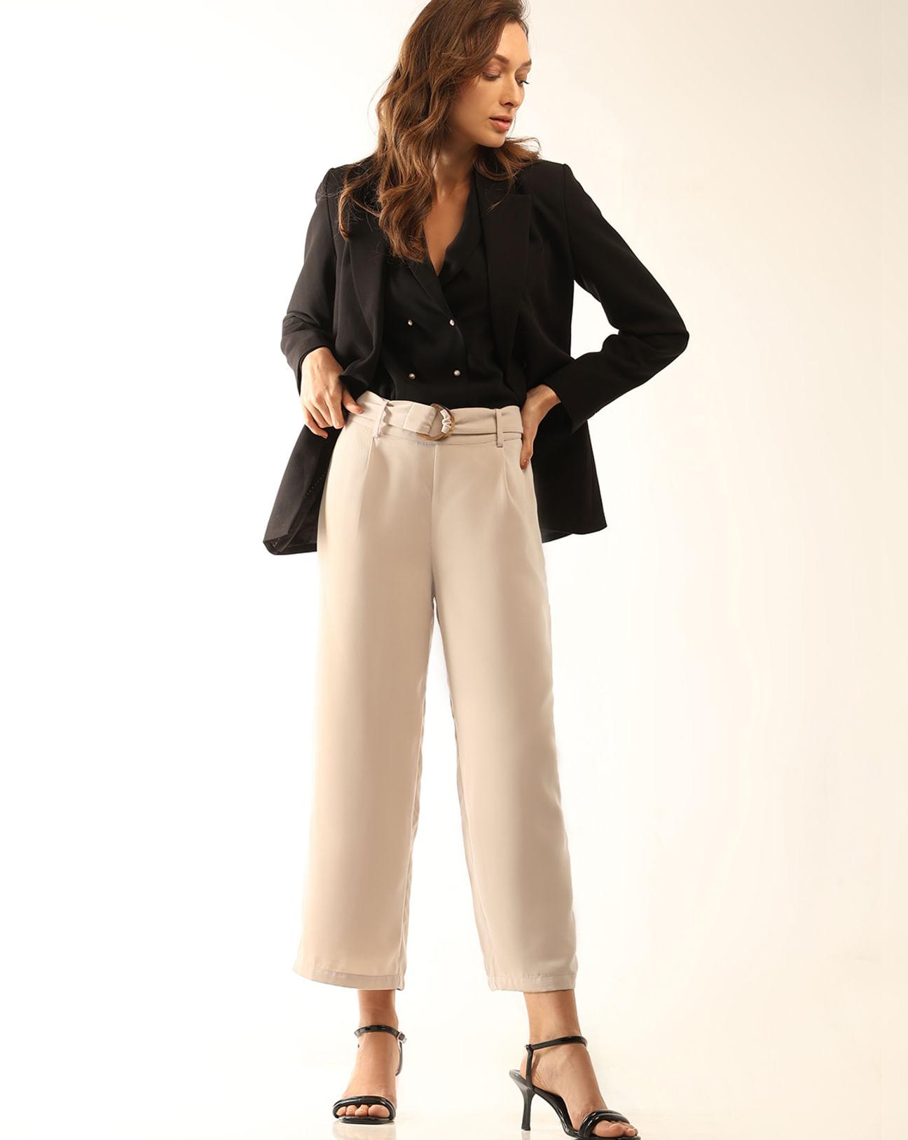 beige high rise casual pants