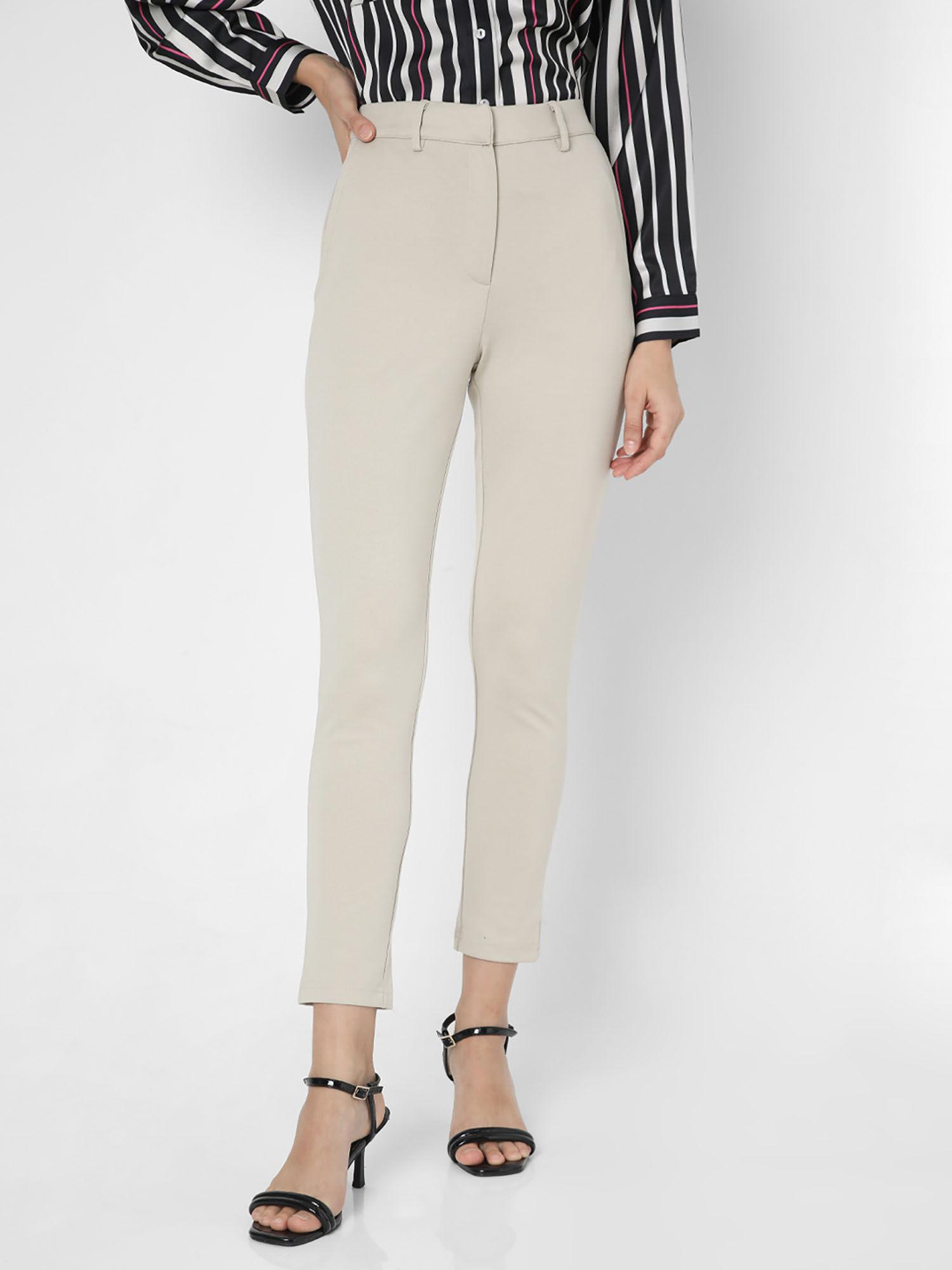 beige high rise trouser