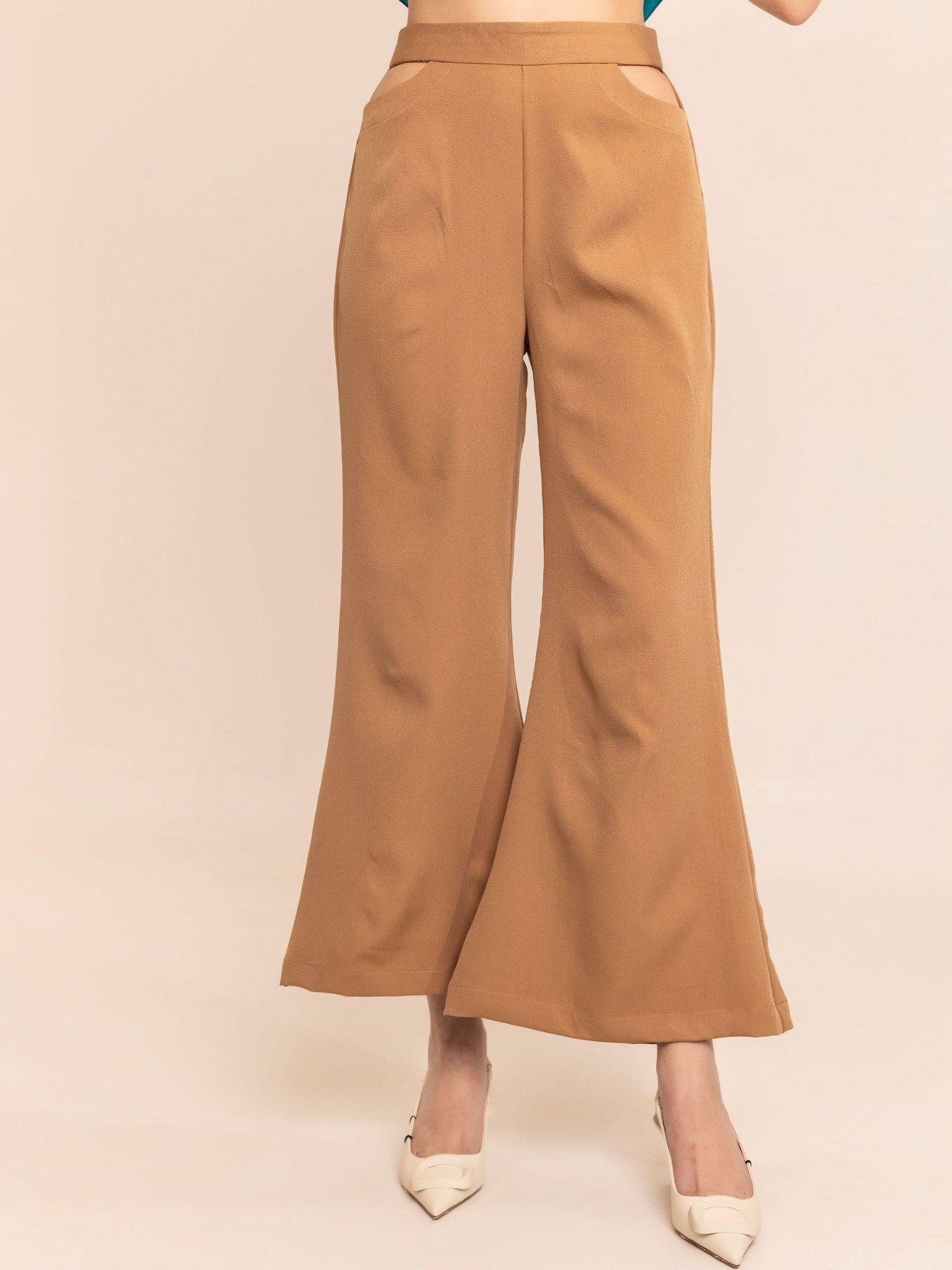 beige high waist cut out trouser