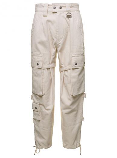 beige high-waisted cargo pants