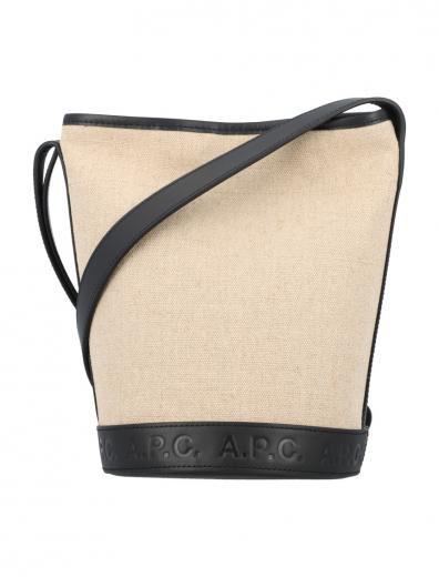 beige hlne jute-canvas bucket bag