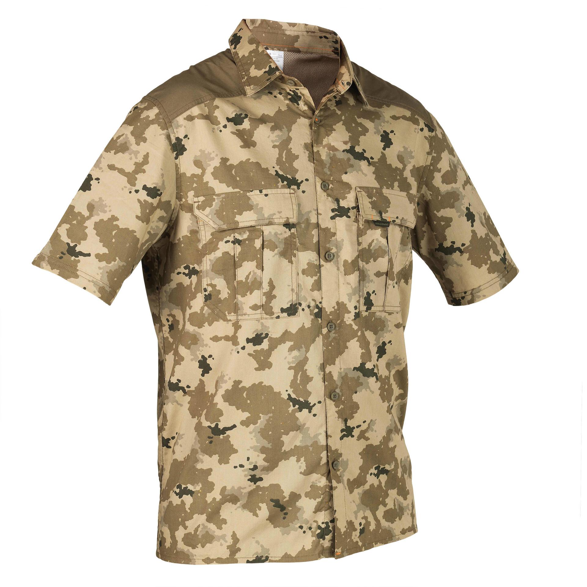 beige island camouflage hunting short-sleeved shirt