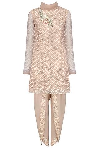 beige jaal embroidered high neck tunic