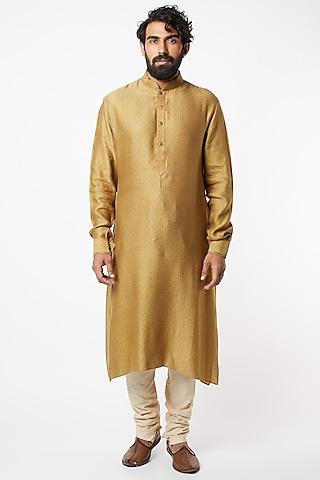 beige jacquard kurta set